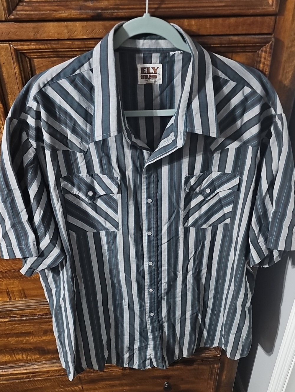 ELY Cattleman Mens Snap Button Short Sleeve Shirt. Sz XXL!
